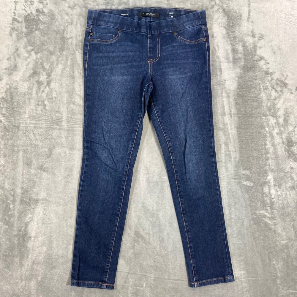 Liverpool Sienna‎ Pull On Jeans Women's Size 6/28 Petite Dark Blue Pants